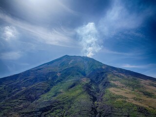 Smoking Mount Stromboli - an active volcano not far from Sicily.