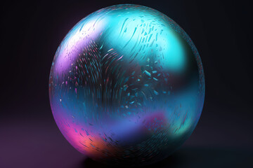 3D Abstract Iridescent sphere shape with holographic cloth texture