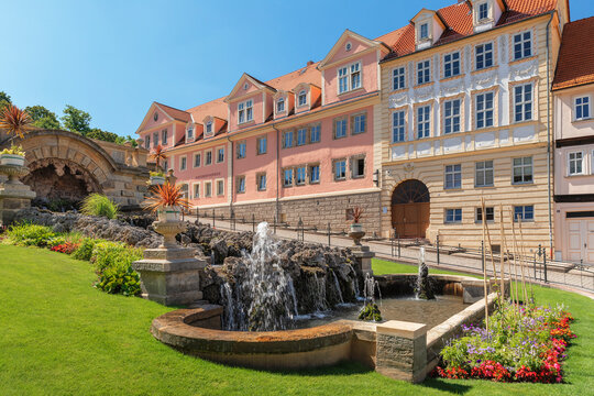 Waterworks fountain at Schlossberg, Gotha, Thuringian Basin, Thuringia, Germany