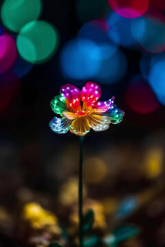 Nature's Chromatic Display: A Bokeh Flower with a Vibrant Palette - Generative Ai
