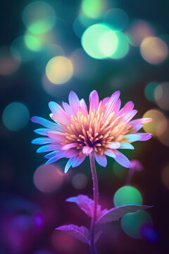 Nature's Chromatic Display: A Bokeh Flower with a Vibrant Palette - Generative Ai