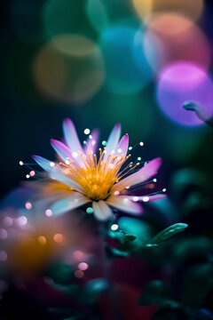 Nature's Chromatic Display: A Bokeh Flower with a Vibrant Palette - Generative Ai