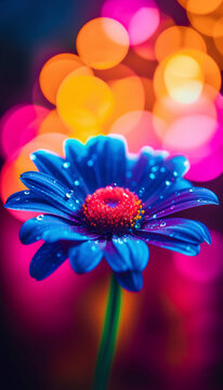 Nature's Chromatic Display: A Bokeh Flower with a Vibrant Palette - Generative Ai