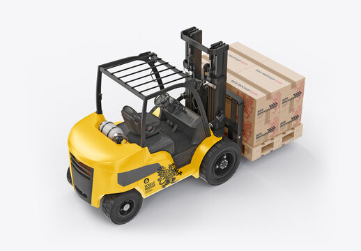 Forklift with Boxes Mockup
