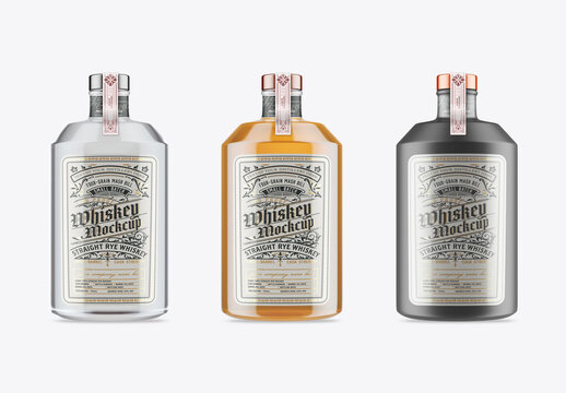 Set 3 Liquor Bottles Mockup