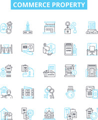 Commerce property vector line icons set. Commerce, Property, Real estate, Commercial, Residential, Property management, Property development illustration outline concept symbols and signs