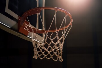 Basketball in hoop close up. Generative ai
