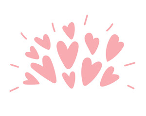 Doodle Flat Clipart. Cute illustration with hand drawn hearts. All Objects Are Repainted.