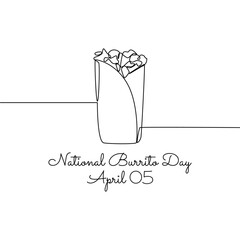 single line art of national burrito day good for national burrito day celebrate. line art. illustration.