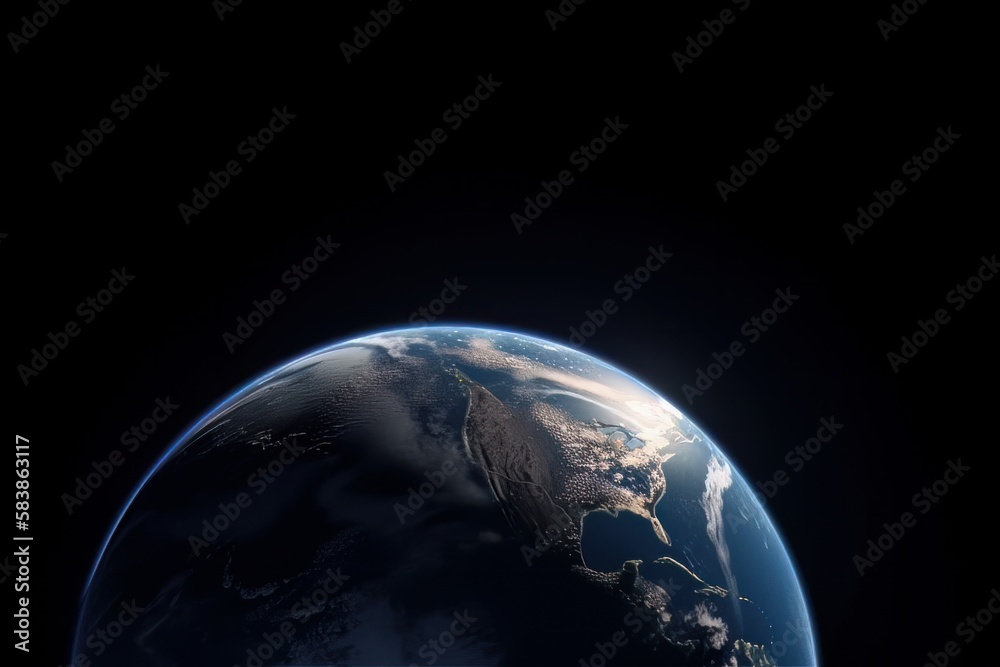 Poster Planet Earth in space 3D rendering. Generative ai