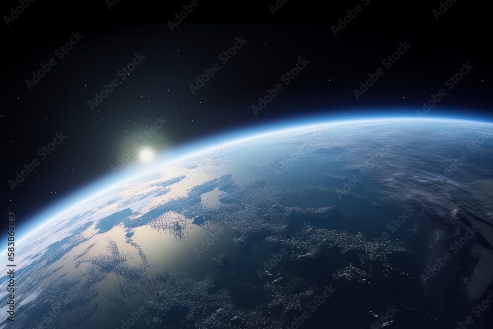 Poster Planet Earth in space 3D rendering. Generative ai