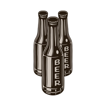 Vintage retro beer brewing element. Can be used for emblem, logo, badge, label. mark, poster or print. Monochrome Graphic Art. Engraving style. Vector