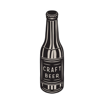 Vintage retro beer brewing element. Can be used for emblem, logo, badge, label. mark, poster or print. Monochrome Graphic Art. Engraving style. Vector