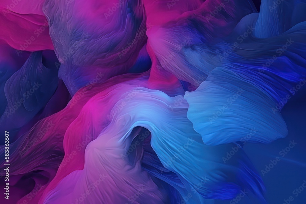 Poster dynamic blue and magenta color splash fine art in the dark background. generative ai