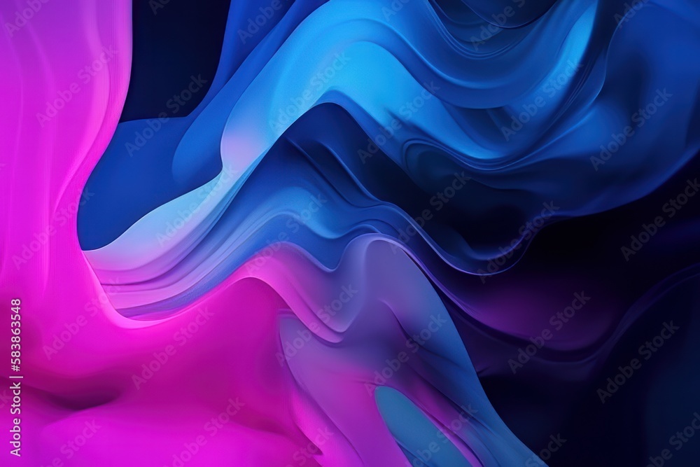 Aufkleber dynamic blue and magenta color splash fine art in the dark background. generative ai