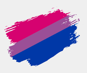 Naklejka premium Bisexual Flag painted with brush on white background. LGBT rights concept. Modern pride parades poster. Vector illustration