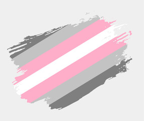 Demigirl Flag painted with brush on white background. LGBT rights concept. Modern pride parades poster. Vector illustration