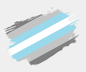 Demiboy Flag painted with brush on white background. LGBT rights concept. Modern pride parades poster. Vector illustration