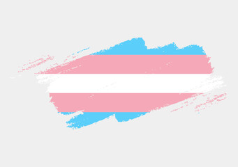 Transgender Flag painted with brush on white background. LGBT rights concept. Modern pride parades poster. Vector illustration