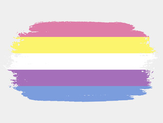 Bigender Alternative Flag painted with brush on white background. LGBT rights concept. Modern pride parades poster. Vector illustration