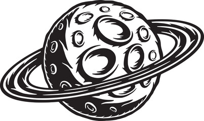Vintage retro space galaxy planet. Can be used for logo, badge, label. mark, poster or print. Monochrome Graphic Art. Woodcut lincut old © AkimD