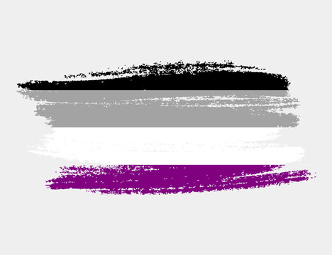 Asexual Flag painted with brush on white background. LGBT rights concept. Modern pride parades poster. Vector illustration