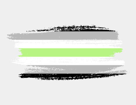 Agender Flag painted with brush on white background. LGBT rights concept. Modern pride parades poster. Vector illustration