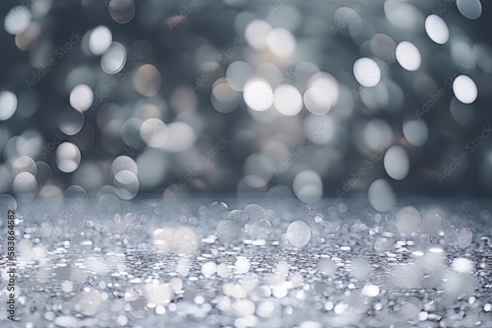 Poster abstract grey glitter bokeh background. generative ai