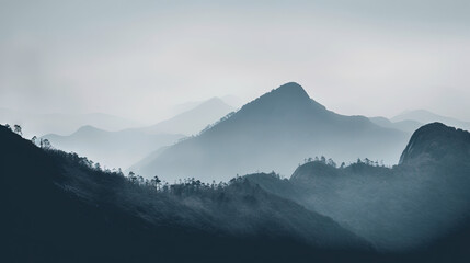 mountains in the fog - generative ai