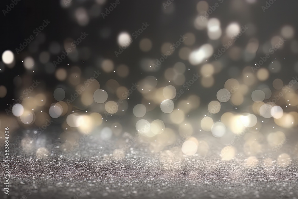 Poster abstract grey glitter bokeh background. generative ai