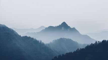 mountains in the fog - generative ai