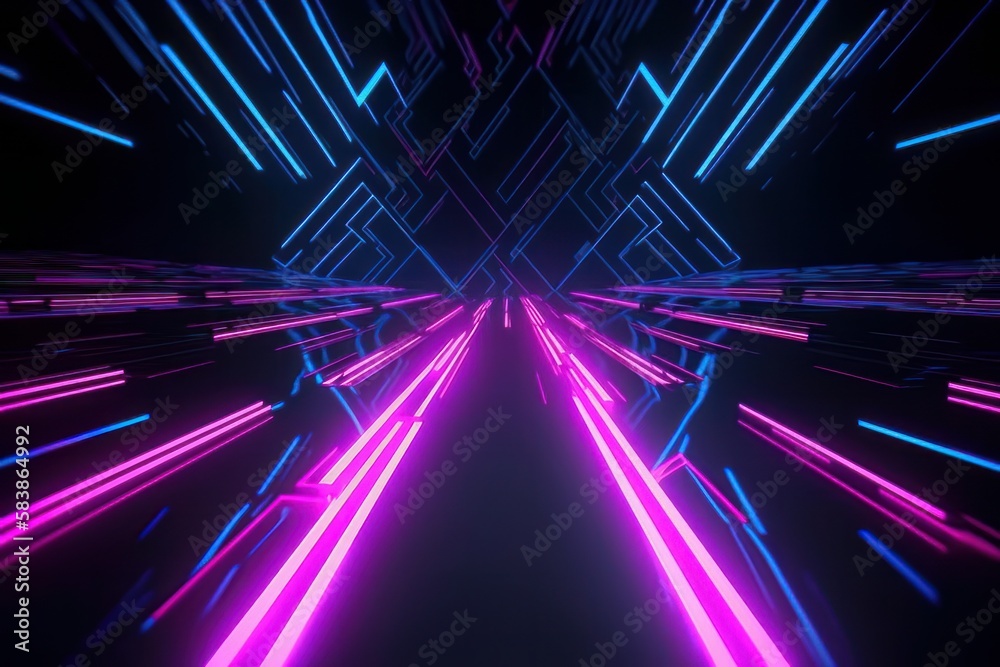 Poster Abstract circular geometric background. Circular geometric centric motion pattern. Starburst dynamic lines or rays. Generative ai
