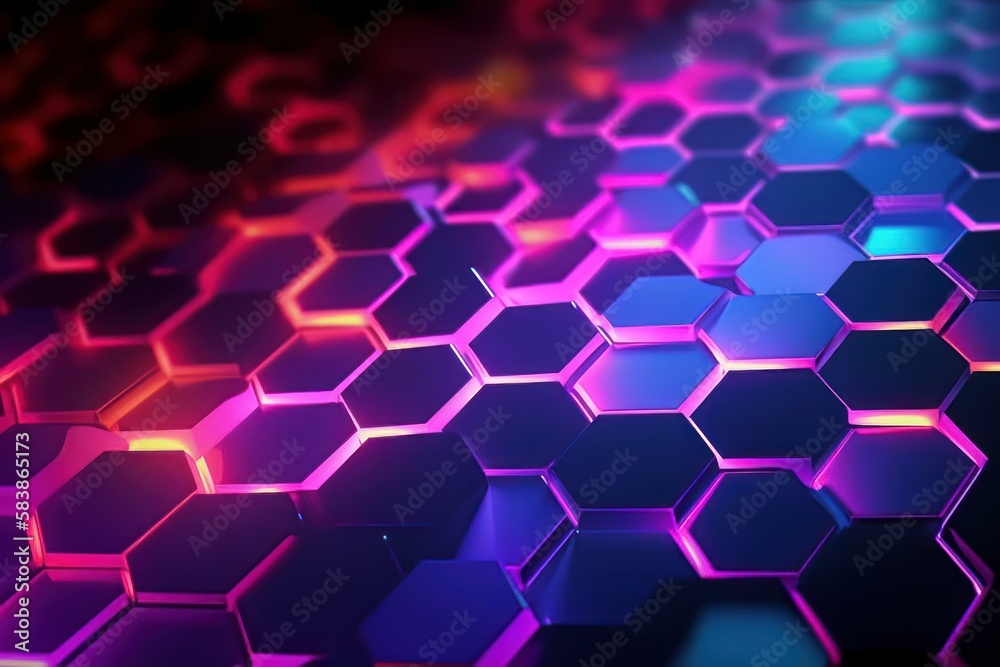 Poster Hexagonal pattern background gradient. Generative ai