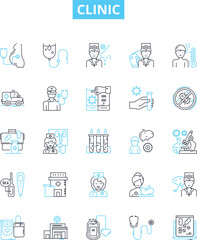 Clinic vector line icons set. Clinic, Medical, Healthcare, Outpatient, Treatment, Diagnostic, Surgery illustration outline concept symbols and signs
