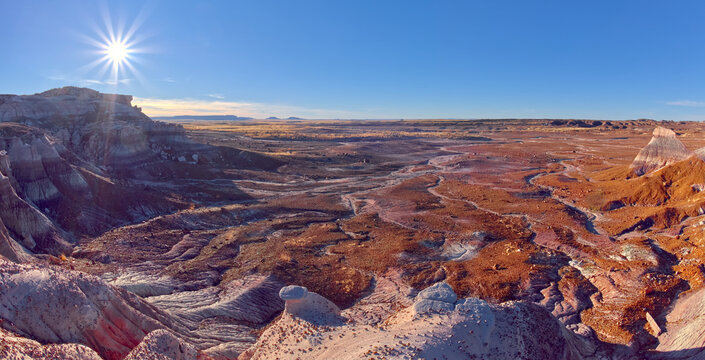 View of the Blue Forest plains from the lower part of Blue Mesa in Petrified Forest National Park, Arizona