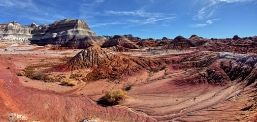 The red bentonite hills of the Red Basin in Petrified Forest National Park, Arizona