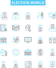 Election world vector line icons set. Voting, Polls, Ballot, Candidates, Campaign, Legislature, Issues illustration outline concept symbols and signs