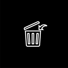 Trash can icon isolated on black background.