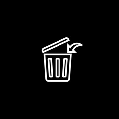 Trash can icon isolated on black background.