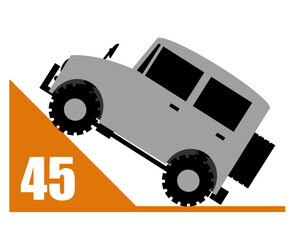 45度の坂道を駆け抜ける四輪駆動車