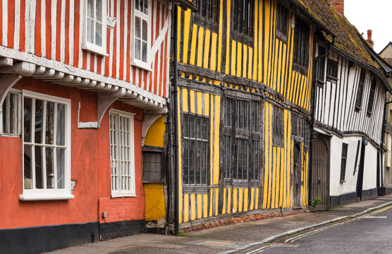 Timber framed medieval buildings in Lavenham, Suffolk, England