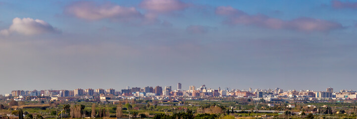 Spain's Valencian Community, Cityscape in Haze: Panoramic View of Castellón, Urban Pollution