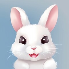 Fototapeta premium Cute Easter Bunny Face Illustration, Generative AI