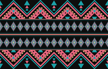 Ikat geometric folklore ornament. Tribal ethnic vector texture. Seamless striped pattern in Aztec style. Figure tribal embroidery. Indian, Scandinavian, Gypsy, Mexican, folk pattern. Boho chic design.