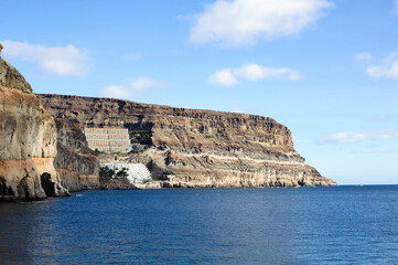 Puerto de Mogan, Gran Canaria, Spain - 06 January 2018. Beautiful view From Mogan harbar on Taurito Diamond Princess Resort- very popular holiday place. © Sunday