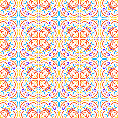 Tribal vector ornament. Seamless pattern of Ethnic art. Geometric mosaic on the tile, majolica. Ancient interior. Modern rug. Geo print on textile.