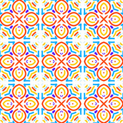 Tribal vector ornament. Seamless pattern of Ethnic art. Geometric mosaic on the tile, majolica. Ancient interior. Modern rug. Geo print on textile.