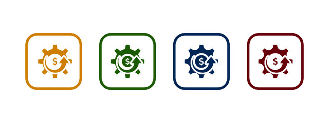 Cost Effective Icon. Cogwheels, Gears and Dollar Symbol. Efficiency and Optimization Icon. Flat style - stock vector.