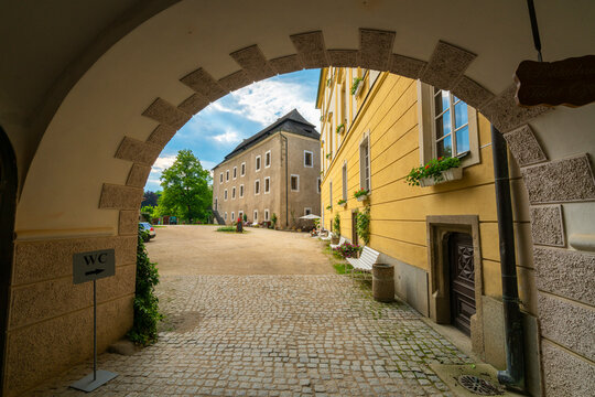 Archway leading to courtyard of Blatna Castle, Blatna, Strakonice District, South Bohemian Region