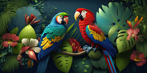 Parrot bird in jungle